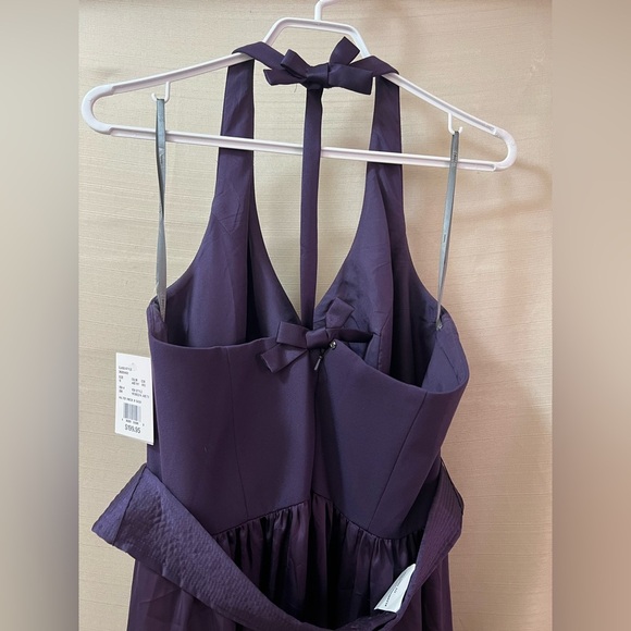 Vera Want White Elegant Purple Halter Maxi Dress or Gown with Side Slit Size 10 - Picture 9 of 12